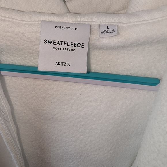 ARITZIA WOMEN'S WHITE COZY FLEECE MEGA ZIP HOODIE SIZE L - Picture 7 of 13